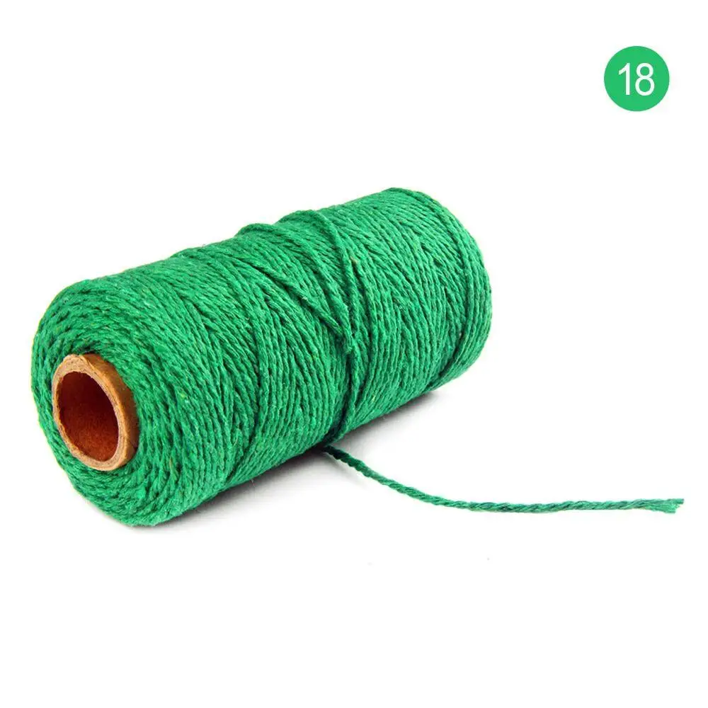 100 м/рулон, чистый хлопок, скрученный шнур, веревка для рукоделия макраме, многоцветная, хлопок, лен, веревка, домашний текст, Прямая поставка - Цвет: 18 Green