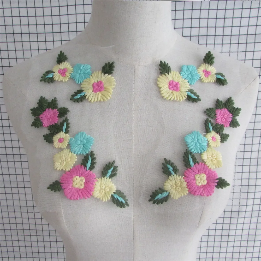 

2017 Hot Sale Craft Collar Floral Lace Applique Trim Decorated DIY Neckline Sewing Dress Decor a pair for sale YL707