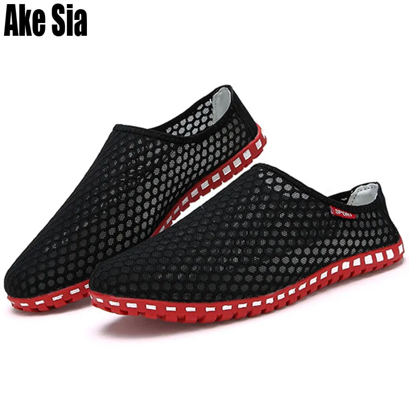 

Ake Sia Summer Men Male Hombre Casual Beach Sandals Fashion Cool Hollow Out Holey Man Half Mules Slippers Sandal Flat Shoes A198