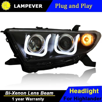 

Lampever Styling for Toyota Highlander Headlights Angel Eye LED DRL Lens Double Beam H7 HID Xenon Car Accessories