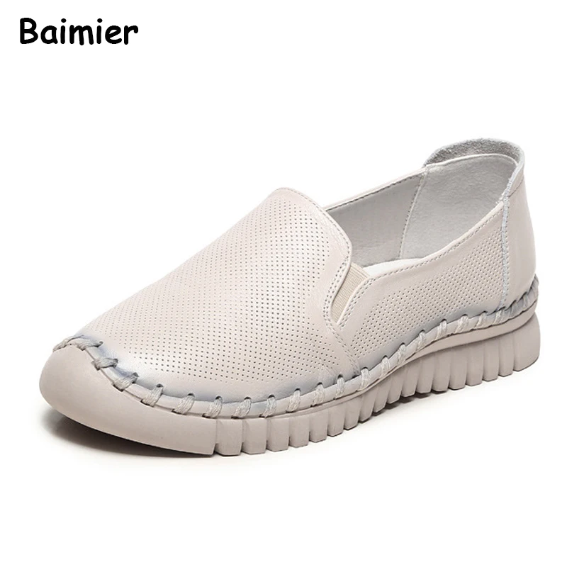 

2018 Spring Women's Handmade Shoes Genuine Leather Flats Mother Shoes Woman Loafers Soft Single Casual Shoes Women Flats