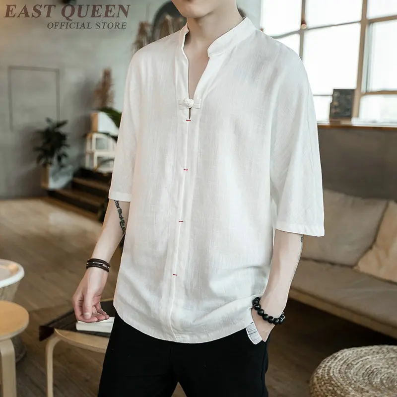 Льняные рубашки для мужчин, традиционная китайская блузка, традиционная китайская одежда для мужчин, мужская блузка, рубашка shang hai tang, топы AA3882 Y - Цвет: 1
