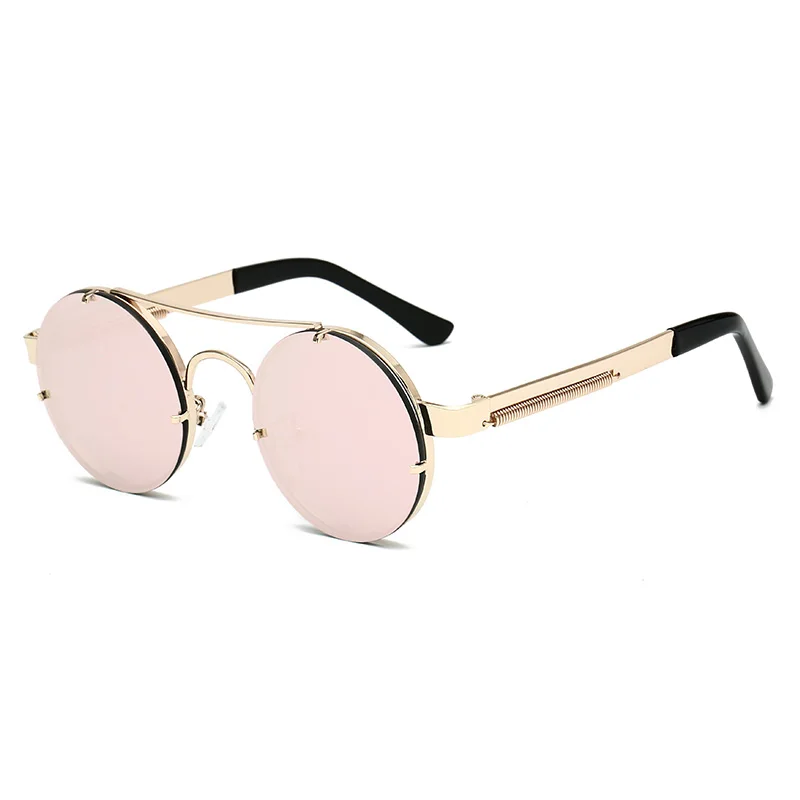 Joubas, круглые стимпанк Солнцезащитные очки для женщин/мужчин,, светоотражающие зеркальные солнцезащитные очки, весенние металлические очки, Ретро стиль, винтажные вечерние очки, 34 - Цвет линз: C6