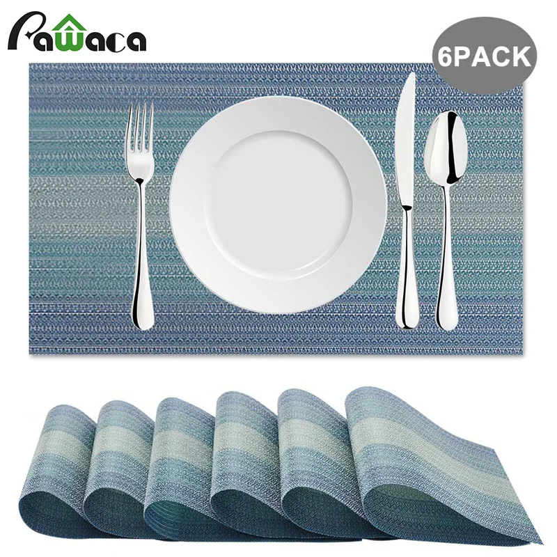 6pcs/set Non-Slip Washable Placemats Table Mats for Dining Coffee Tea Heat Resistant Kitchen Cup Ma