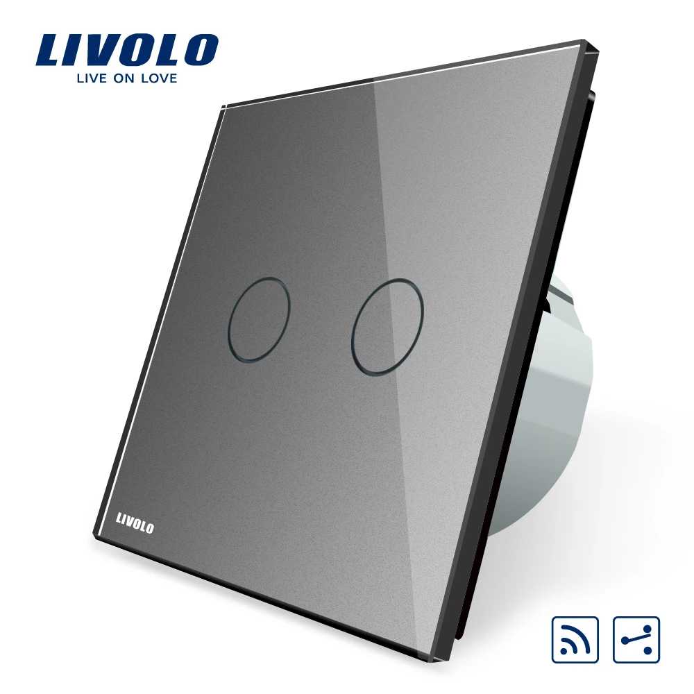 Livolo VL C702SR 15 Touch Remote Switch 2 Gangs 2 Way AC 220 250V LED Indicator