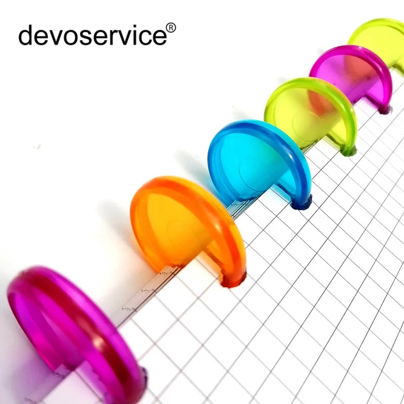 

100Pcs Inner diameter 20mm Transparent Colored Plastic Binding Ring Disc Color Loose Ring Circa Roll Mushroom Hole Inner Books