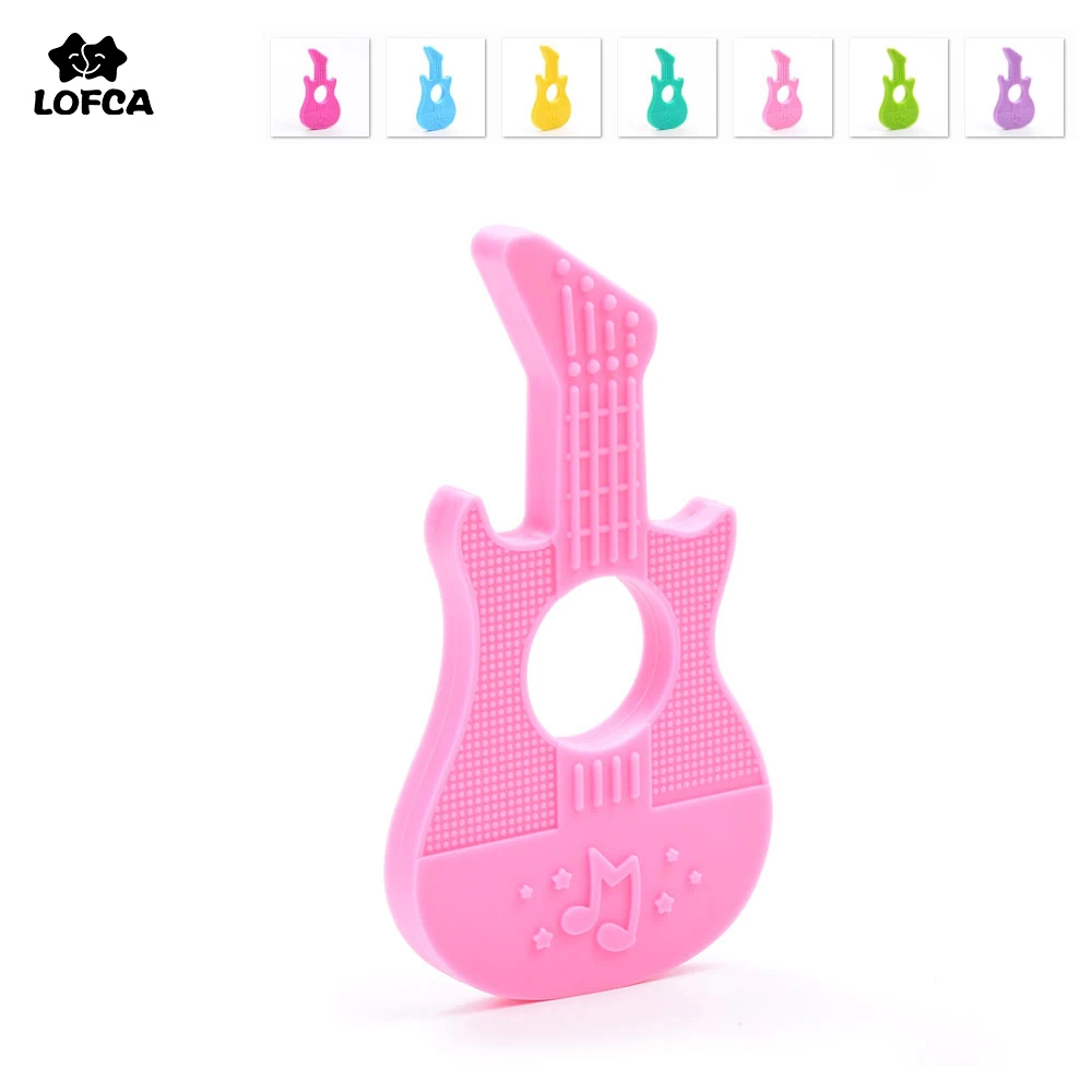 1 шт. игрушка в форме гитары для прорезывания зубов BPA бесплатно Детская жевательная из силикона Подвески ожерелье силикон Силиконовый грызунок гитара Прорезыватель игрушка