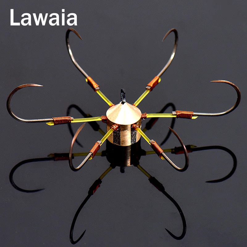 Lawaia Fishing Hooks Hexagon Side Anchors Hook Blade High Carbon Steel Lead Pendant Copper Pendant Strong Tough Sharp Crab Hooks