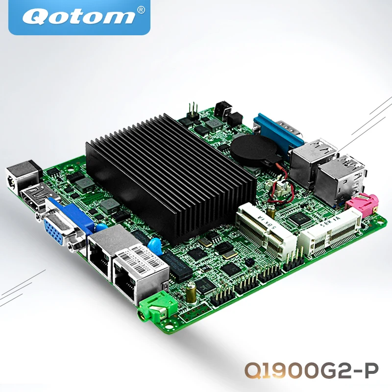 QOTOM Mini ITX материнская плата с процессором celeron j1900, четырехъядерный процессор 2 ГГц, до 2,42 ГГц, двойная lan материнская плата DC 12 В