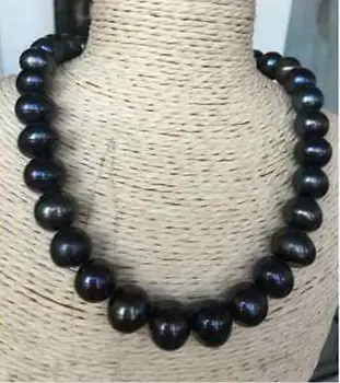 

stunning huge 13-15 mm Tahitian black green pearl necklace 18"