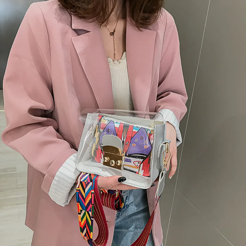 Прозрачная желеобразная сумка с модным трендовым узором, квадратная сумка через плечо, женская сумка через плечо, Bolsas De Mujer