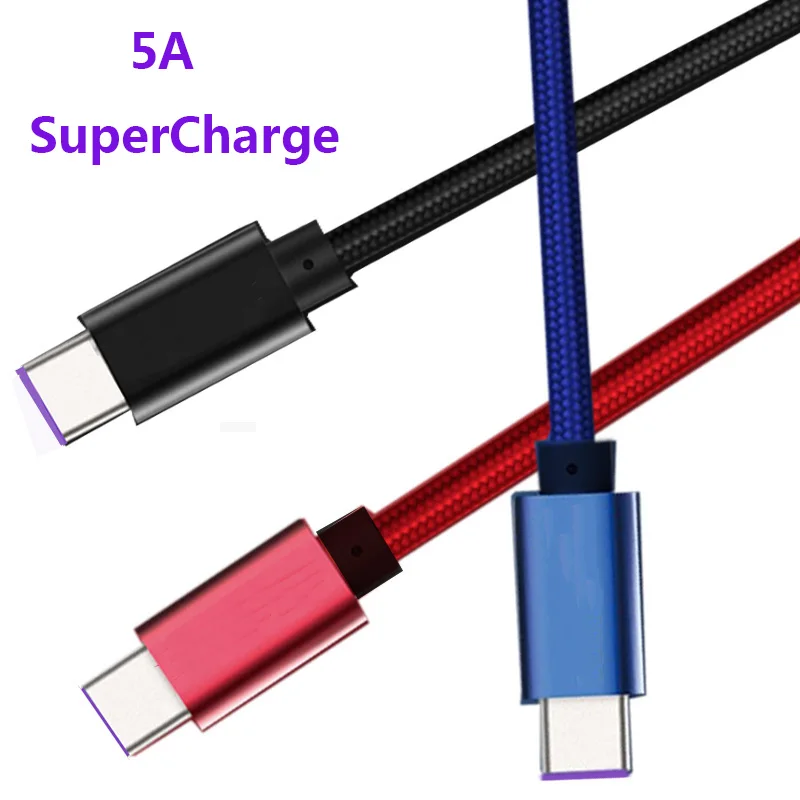 

nylon braided 5A usb type c cable super charging for huawei p30 P20 Mate 20 p10 pro plus Samsung galaxy a50 S10 S9 charger cord