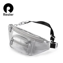 REALER taille tas vrouwen PU lederen designer fashion taille packs effen vrouwelijke hoge kwaliteit grappige cross-body tassen riem voor dames(China)