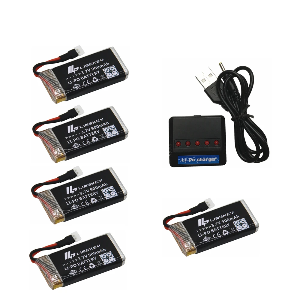 Limskey 900mAh 3,7 V LiPo батарея+ USB зарядное устройство для SYMA X5C X5 X5SW MJX X708 W RC Дрон Квадрокоптер запасные части батареи - Цвет: Белый