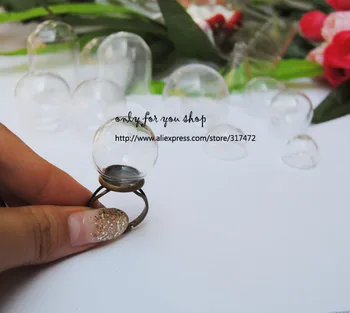 

NEW!! 20*12mm Glass Round Cover Vial Pendant Locket globe Bottle Finger Ring Set (glass+ring)