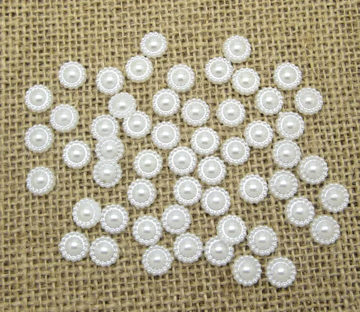 

500Pcs 9mm White Pattern Half Round Pearl Beads FlatBack Scrapbook Craft Cabochon Kawaii DIY Embellishments Accessories