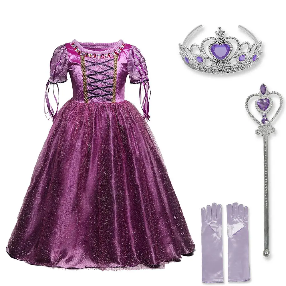 Г. платье принцессы Fancy необычная Одежда для девочек, костюм Авроры Рапунцель нарядный костюм Авроры с блестками на Хэллоуин для детей