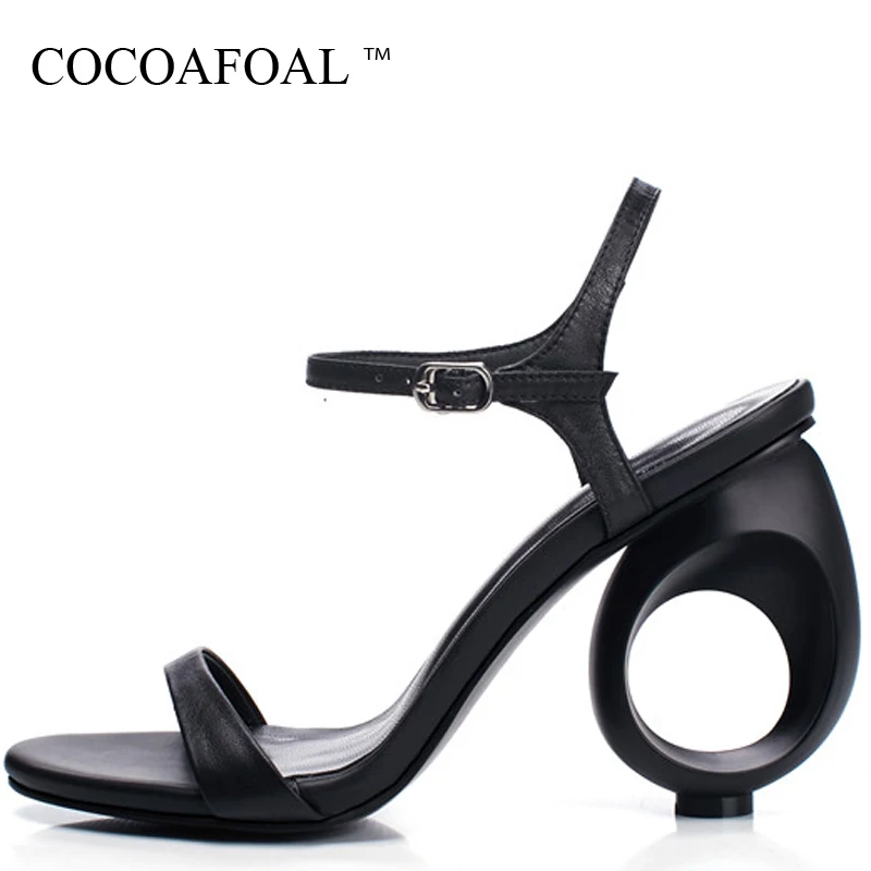 

COCOAFOAL Women White Sexy Heels Sandals Genuine Leather Fringe High Heels Shoes Fashion Khaki Black Wedding Open Toe Sandals 33