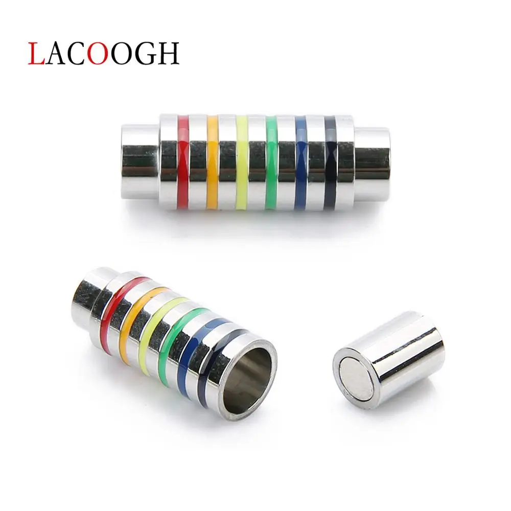 

2pcs/lot Inner Dia 6mm Strong Magnetic Clasp Stainless Steel Colorful Round Connector For Bracelet DIY Jewelry Making Findings