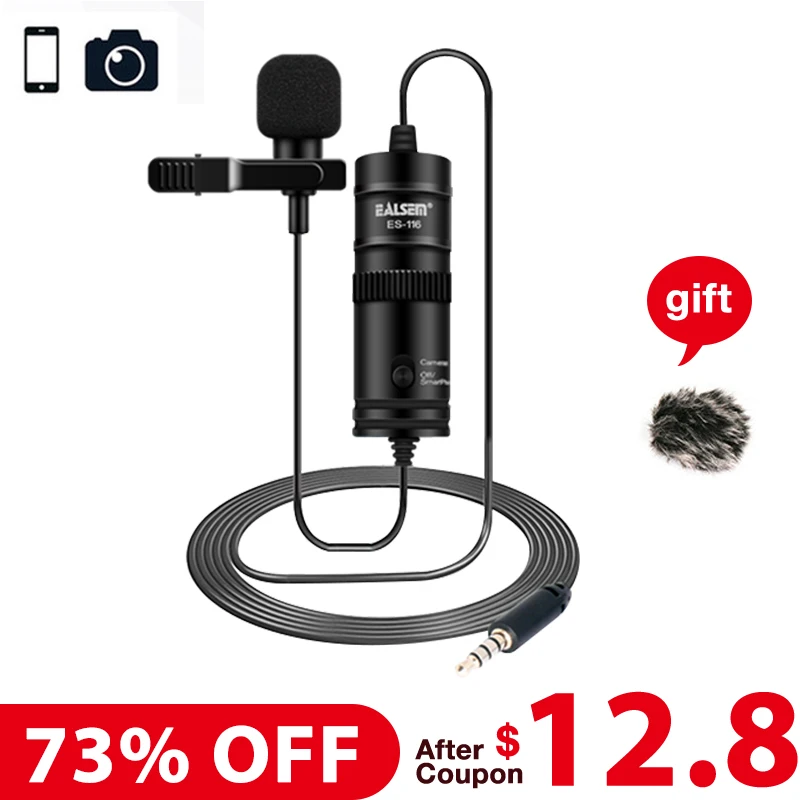 

Forzago ES-116 6m Studio Microphone Vlogging Video Collar Camera Phone Mic for iPhone X 8 Andoid phone Canon DSLR microfono