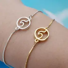 Модные металлические круглые морская подвеска в виде волн браслет звено цепи для женщин Женский пляж серфинга дружба Бохо украшения в цыганском стиле подарок