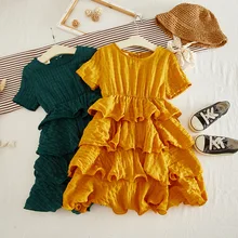 Винтажное платье принцессы для девочек; вечерние платья; многослойное детское платье; Модная одежда для девочек