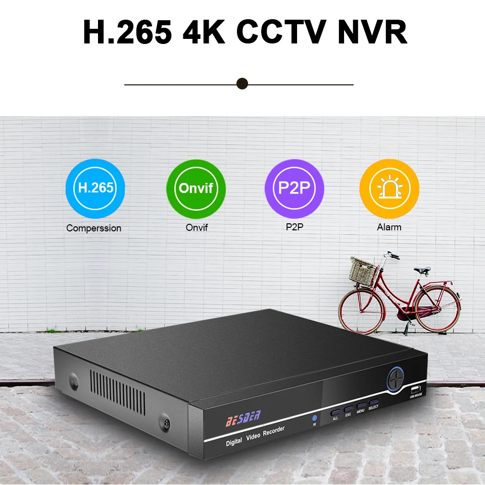 Видеорегистратор BESDER HI3536C H.265 устройство для видеонаблюдения 8 каналов 4K / 25 5 МП NVR