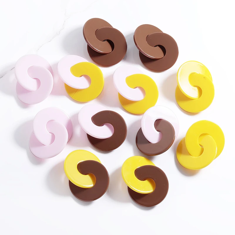 

New Trendy Candy Color Round Acrylic Dangle Earring for Women Double Circular Twisted Statement Drop Earring Party Jewelry 2019