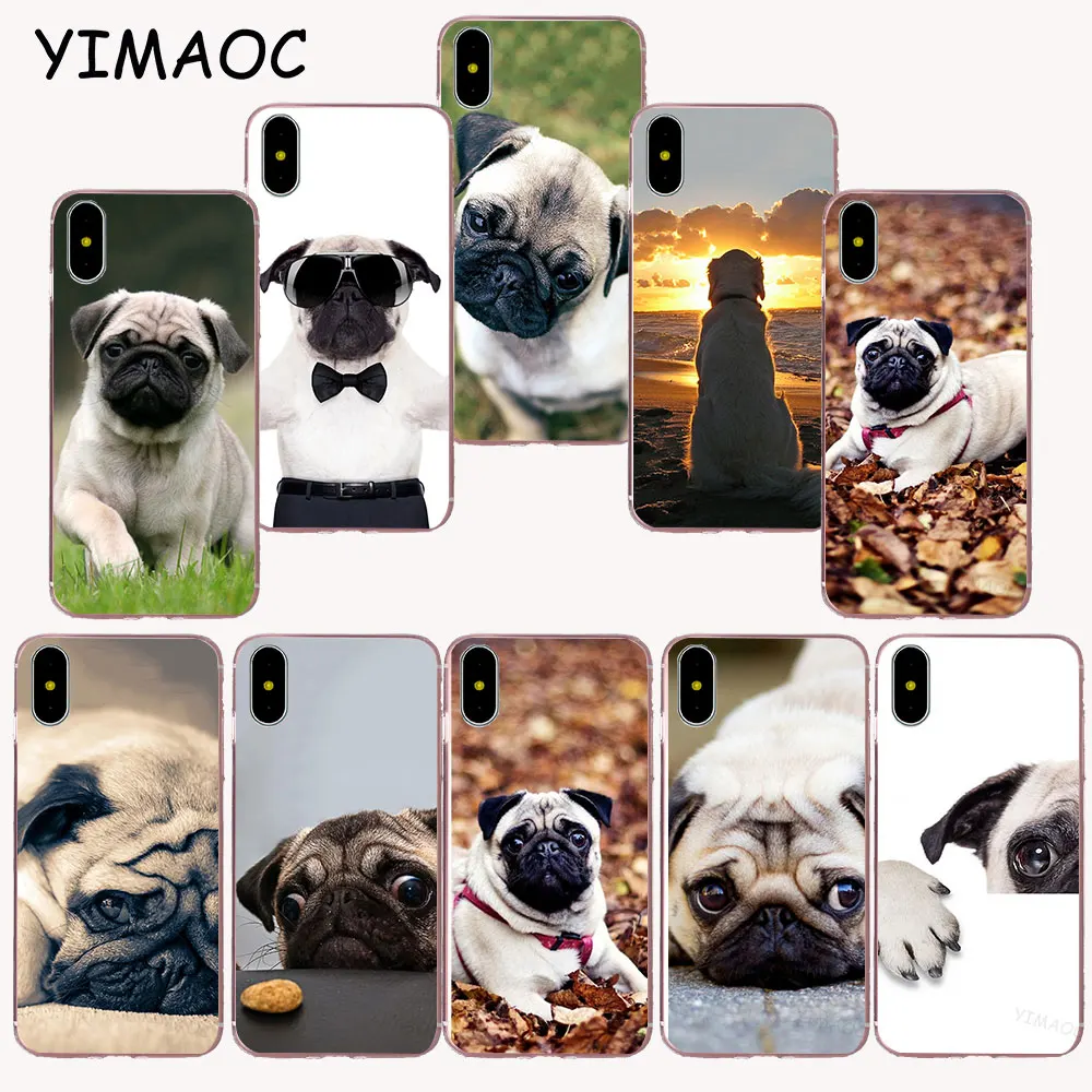 

YIMAOC 120z cute desire Pug Soft TPU Silicone Case for iPhone X r s Xr Xs Max 8 7 6S 6 Plus 5 5s SE