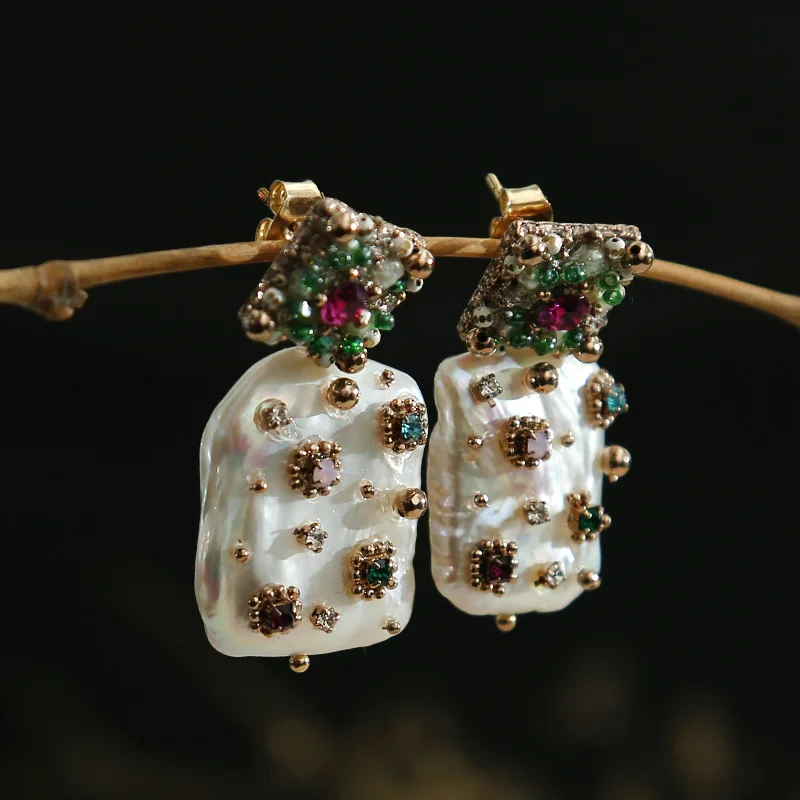 Wing yuk tak Роскошные геометрические красочные Кристальные серьги-гвоздики для женщин богемные сережки с культивированным жемчугом Femme модные ювелирные изделия