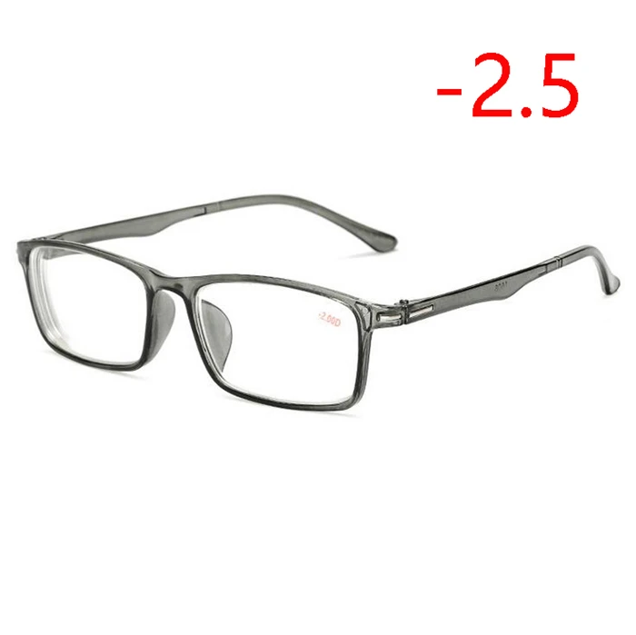 Диоптрические-1,0-1,5 To-4 TR90 студенческие очки для близорукости унисекс Ретро квадратные близорукие очки черный/прозрачный серый - Цвет оправы: Myopia 250