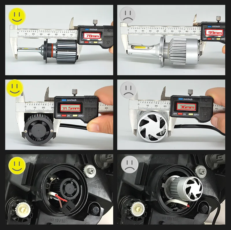 KIPPO мини F31 C6 S2 светодиодный фар автомобиля H1 H3 H4 HB2 9003 H7 H8 H9 H11 9005 HB3 H10 9006 HB4 9012 H13 H27 880 D2 9004 9007 6400LM