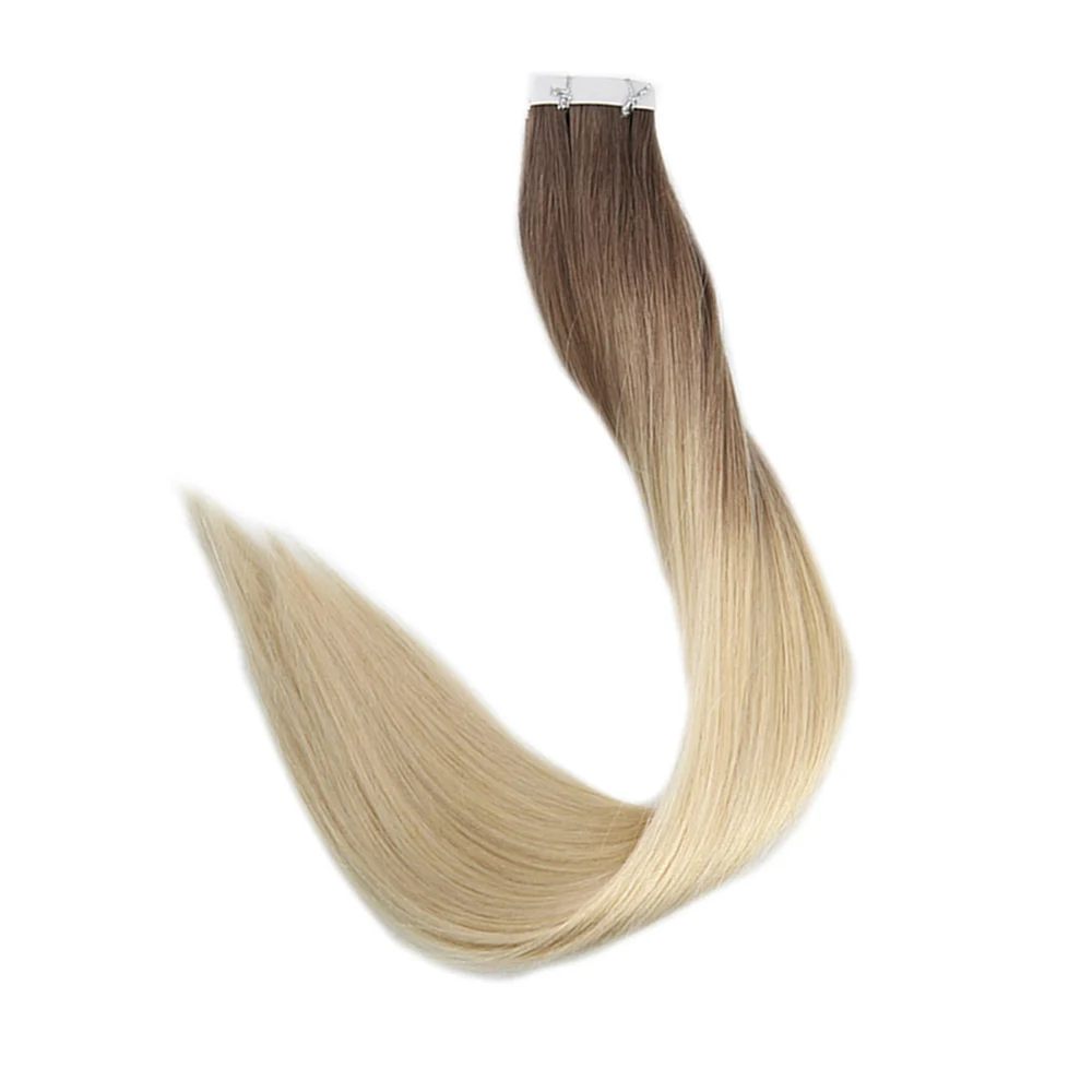 Full Shine Ombre Color Tape in Hair 100% Real Remy Human Hair Extensions 20 Pieces 50 Gram Per Package Glue on Hair Extension