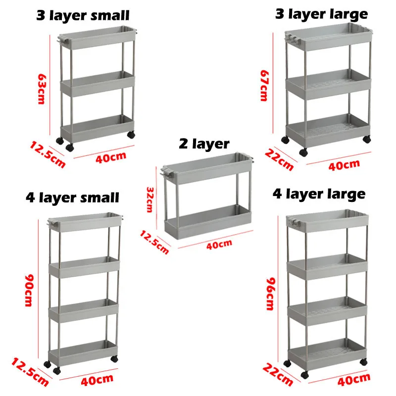 2/3/4 Layer Gap Kitchen Storage Rack Slim Slide Tower Movable Assemble Plastic Bathroom Shelf Wheels Space Saving Organizer 2/3/4 Layer Gap Kitchen Storage Rack Slim Slide Tower Movable Assemble Plastic Bathroom Shelf Wheels Space Saving Organizer