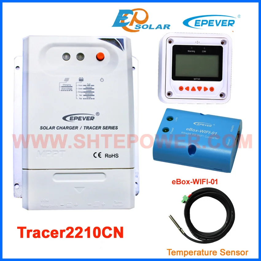 

12V/24V 20A controller Battery auto work charger MPPT EPEVER wifi eBOX MT50 remote Meter Solar panels temp sensor Tracer2210CN