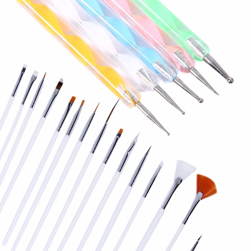 

20 Pcs/lot Nail Art Brushes Design Set Dotting Painting Drawing Polish Brush Pen Tools