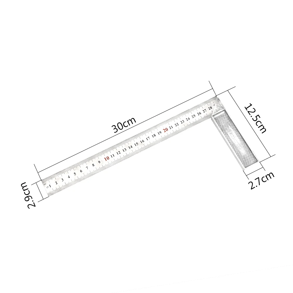 DIYWORK 30CM 90 Degrees Metal Steel Engineers Try Square Set Wood Measuring Tool Measurement Instrument Right Angle Ruler