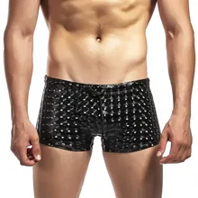 Мужские летние пляжные шорты из блестящей ткани, Высокая эластичность Купальник Летний плавки с мелким клетчатым принтом