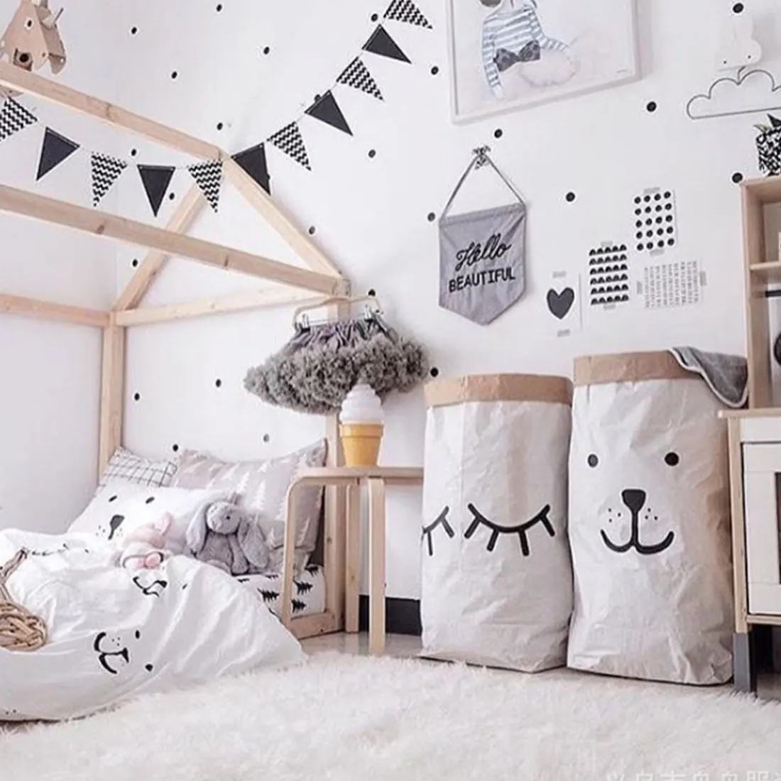 1 قطعة الشمال نمط الكرتون كبير حقيبة التخزين طفل الغسيل أكياس اللعب الملابس المنظم الأطفال الطفل تلعب حصيرة غرفة الديكور