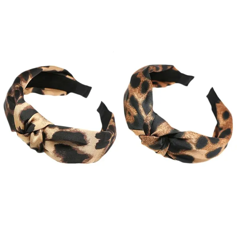 

Women Girls Boho Vintage Large Leopard Headband Tie Knotted Middle Wide Hair Hoop All-Match Retro Casual Hair Accessories