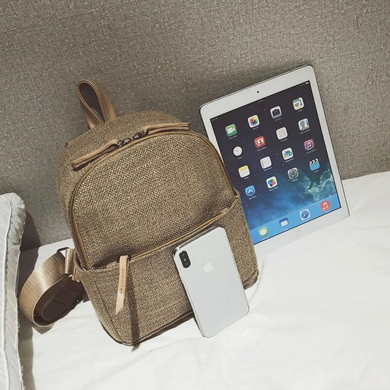New Women Fahsion Canvas Backpacks Student Travel Female Casual Shoulder Bags Lady Weave Mochila Holiday Knit Back Pack BP3015 (5)