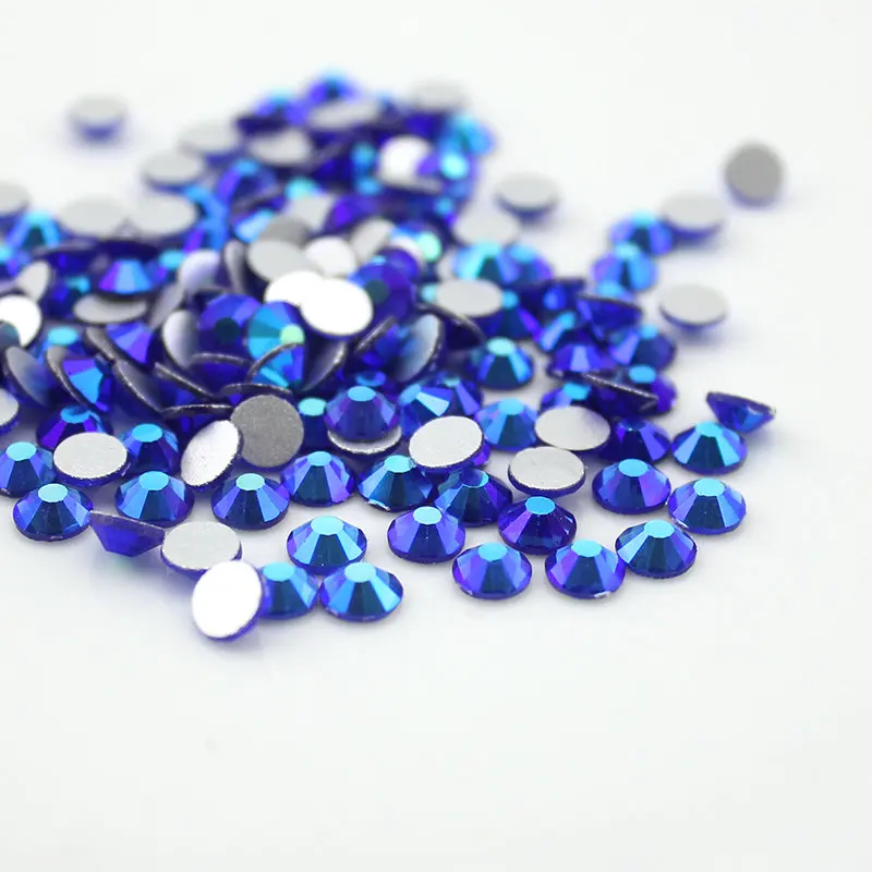 Koop SS3 SS20 Sapphire AB Nail Rhinestones, 1440 stks Flat Terug Niet Hotfix Glitter Nail Stenen, DIY 3d Nail Telefoons Decoraties Levert