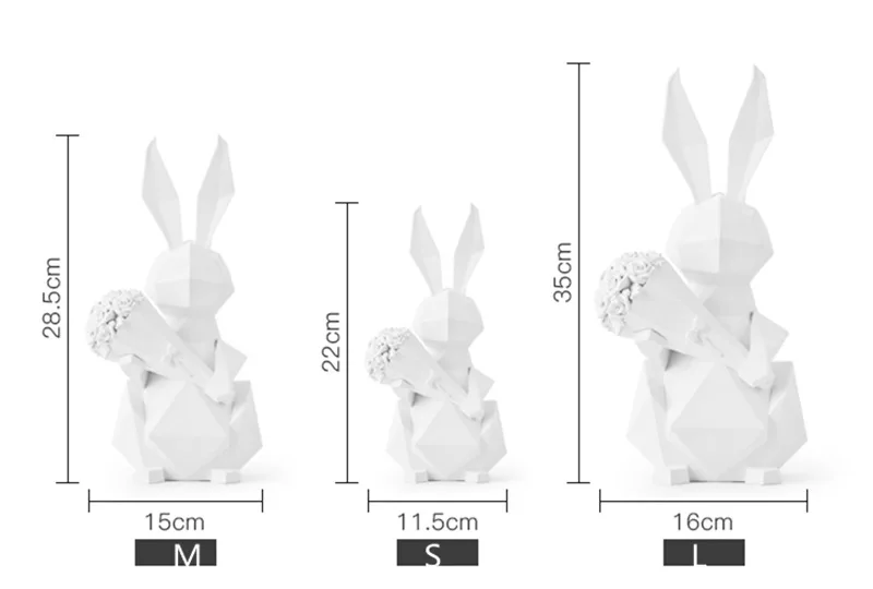 Геометрический кролик с розой, украшение в виде животного, креативный подарок, смола, милые животные, домашний декор, лучший подарок на день Святого Валентина