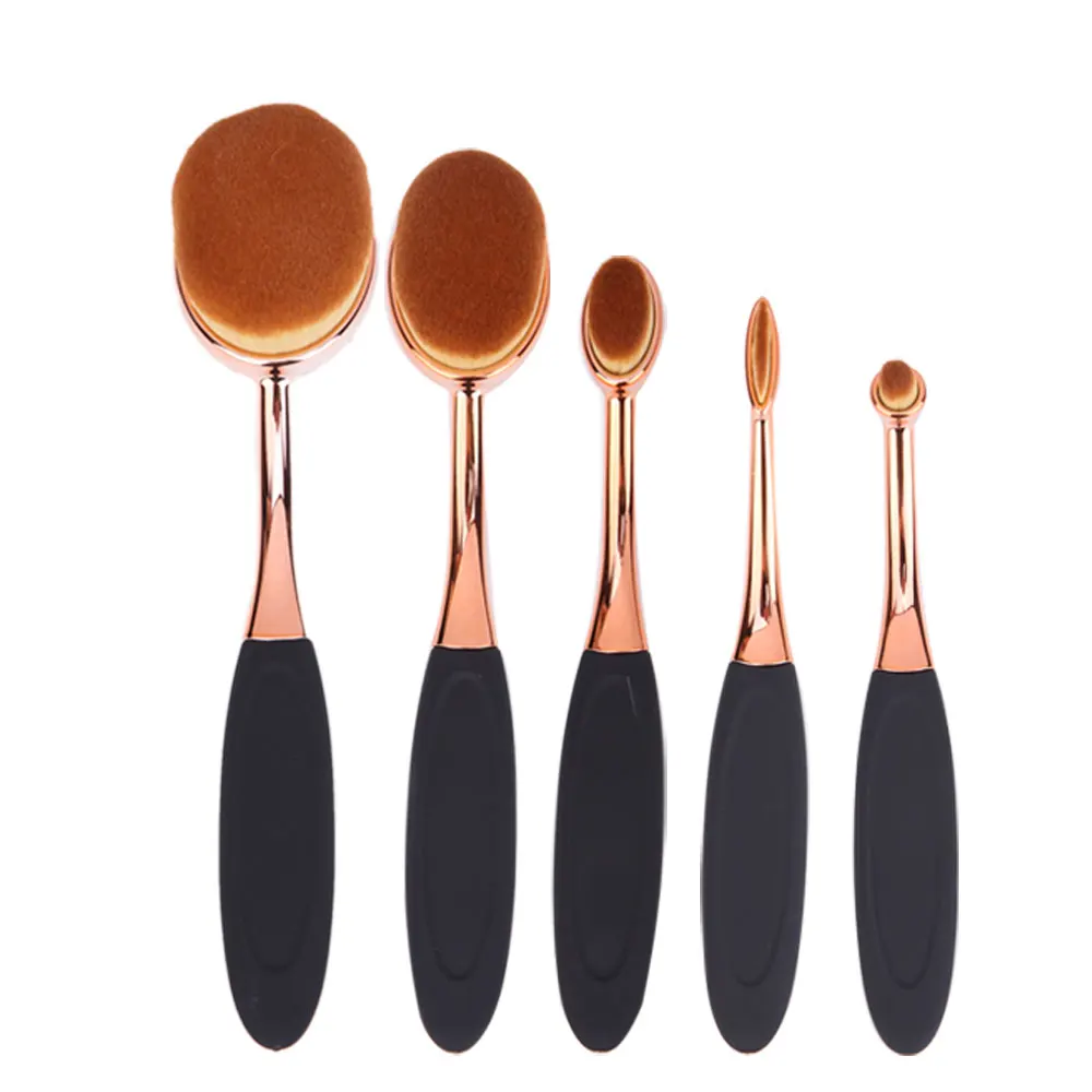 Elailite 5pcs Professional Makeup Brushes Synthetic Rose Gold Oval Makeup Brush Set Face Powder