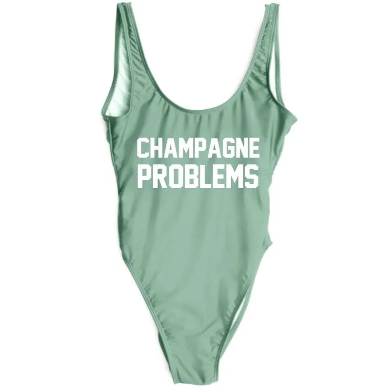 

CHAMPAGNE PROBLEMS 2019 Green Bathing Suit Backless Swimsuit Rompers One Piece Bodysuit Jumpsuit Beach Party swimming suit
