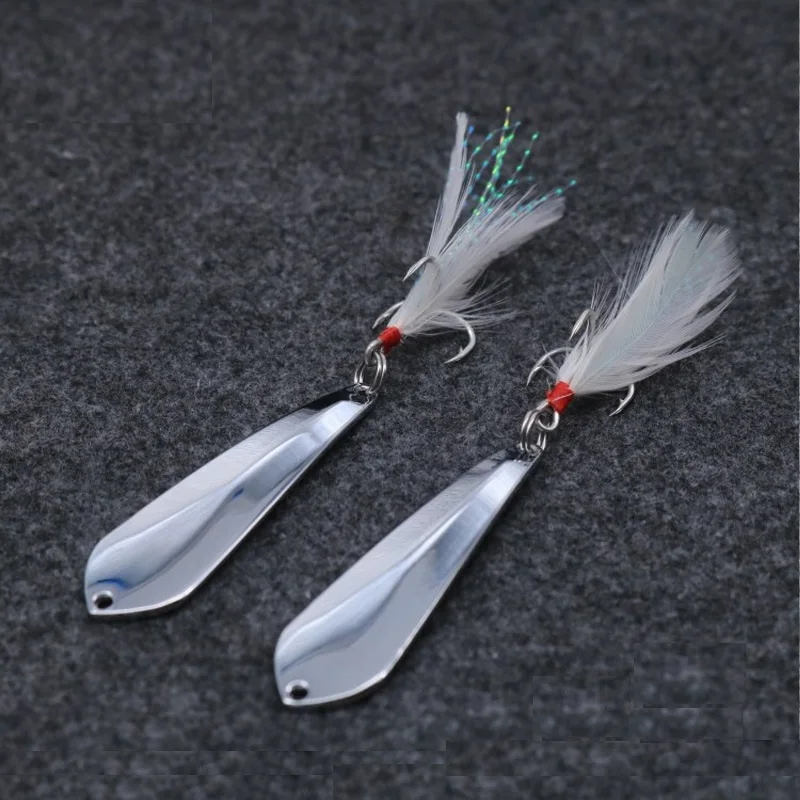 9g Metal Silver Sequins Fishing Lures Spoon Lure Hard Baits With Feather Bass Sea Lures Spinner Wobbles Fishing Tackle