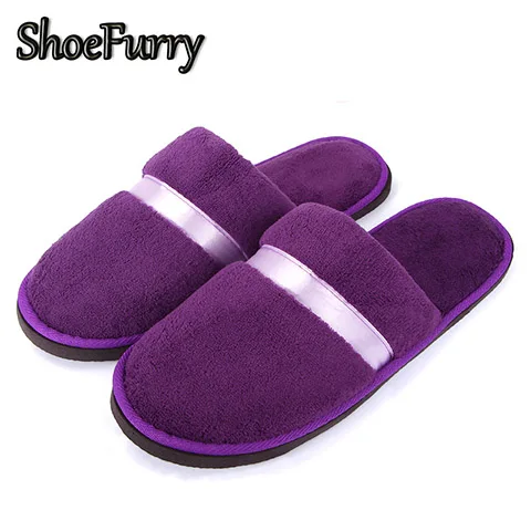 ShoesFurry Winter Slippers Casual Indoor Shoes Men Soft Plush Warm Home Slipper Shoes Male Autumn Cotton Bedroom Furry Slippers - Цвет: SJD-CD Purple