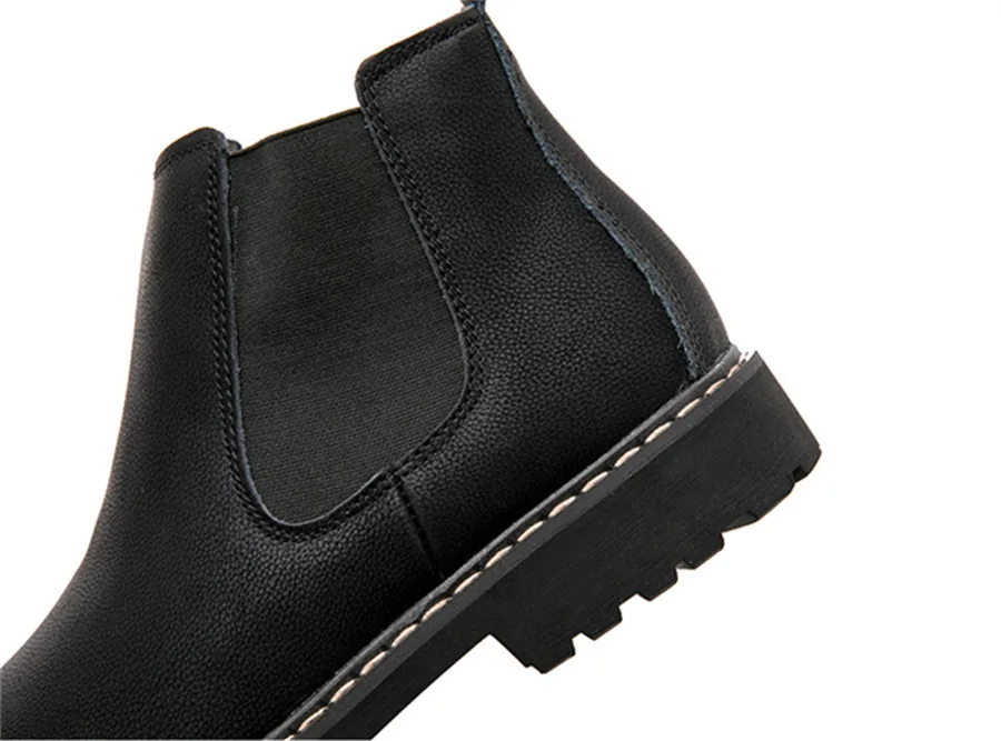 PINSV/ г. Зимние ботинки «Челси» мужские Ботильоны из натуральной кожи мужская теплая плюшевая зимняя обувь для мужчин, большие размеры 37-45