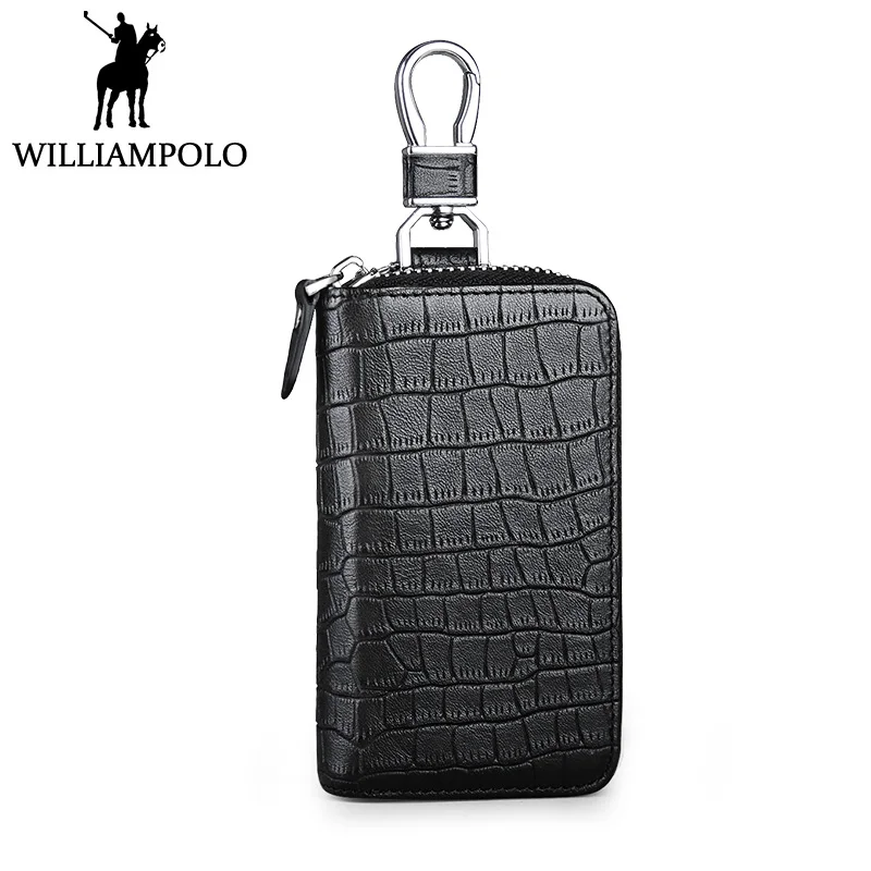 

WILLIAMPOLO Brand New Crocodile Key Wallet Genuine Leather Cowhide Key Holder Luxury design home key case Vintage Style
