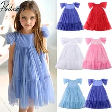 Г. Новая брендовая одежда для малышей, сарафан платье для маленьких девочек однотонное платье на свадьбу, день рождения, праздничное кружевное шифоновое платье От 2 до 7 лет